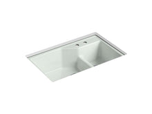 Load image into Gallery viewer, KOHLER K-6411-2 Indio 33&quot; x 21-1/8&quot; x 9-3/4&quot; Smart Divide undermount large/small double-bowl workstation kitchen sink with 2 faucet holes
