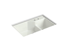 Load image into Gallery viewer, KOHLER K-6411-2-0 Indio 33&quot; x 21-1/8&quot; x 9-3/4&quot; Smart Divide undermount large/small double-bowl kitchen sink with 2 faucet holes

