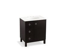 Load image into Gallery viewer, KOHLER K-99504-LGL-1WU Jacquard 30&quot; bathroom vanity cabinet with furniture legs, 1 door and 3 drawers on left
