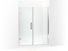 Load image into Gallery viewer, KOHLER 27618-10L-SHP Composed 58&quot;?58-3/4&quot; W X 71-1/2&quot; H Frameless Pivot Shower Door With 3/8&quot; Crystal Clear Glass And Back-To-Back Vertical Door Pulls in Bright Polished Silver
