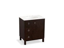 Load image into Gallery viewer, KOHLER K-99504-LGL-1WB Jacquard 30&quot; bathroom vanity cabinet with furniture legs, 1 door and 3 drawers on left
