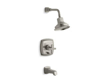 Load image into Gallery viewer, KOHLER T16233-3-BN Margaux Rite-Temp(R) Pressure-Balancing Bath And Shower Faucet Trim With Push-Button Diverter And Cross Handle, Valve Not Included in Vibrant Brushed Nickel
